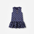 Navy Taffeta Polka Dot Button Down Dress