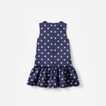 Navy Taffeta Polka Dot Button Down Dress