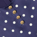Navy Taffeta Polka Dot Button Down Dress