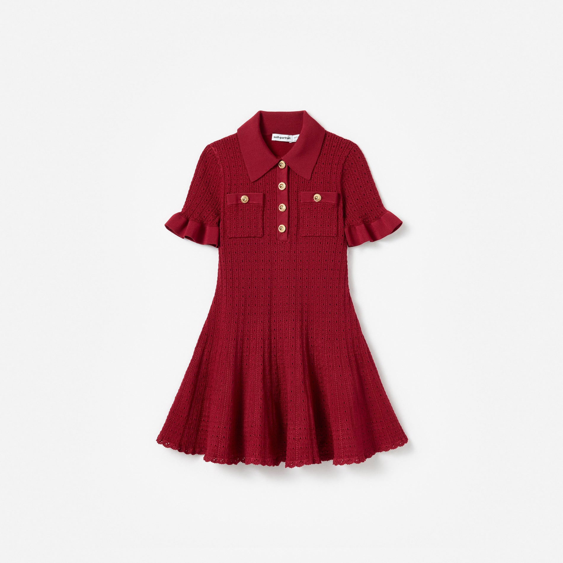 Burgundy Pointelle Knit Dress