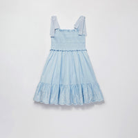 Blue Cotton Smocking Dress
