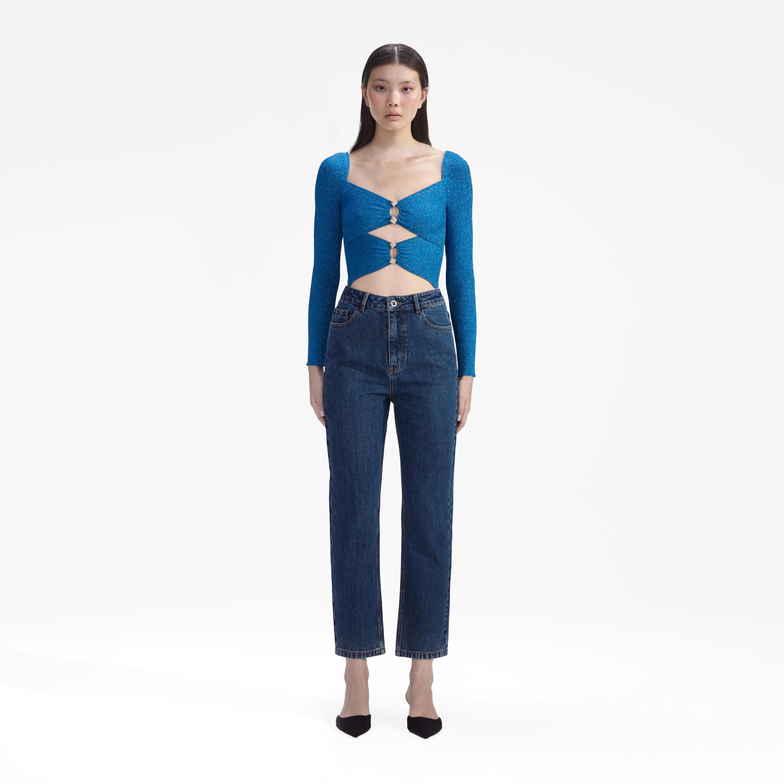 Blue Lurex Knit Top