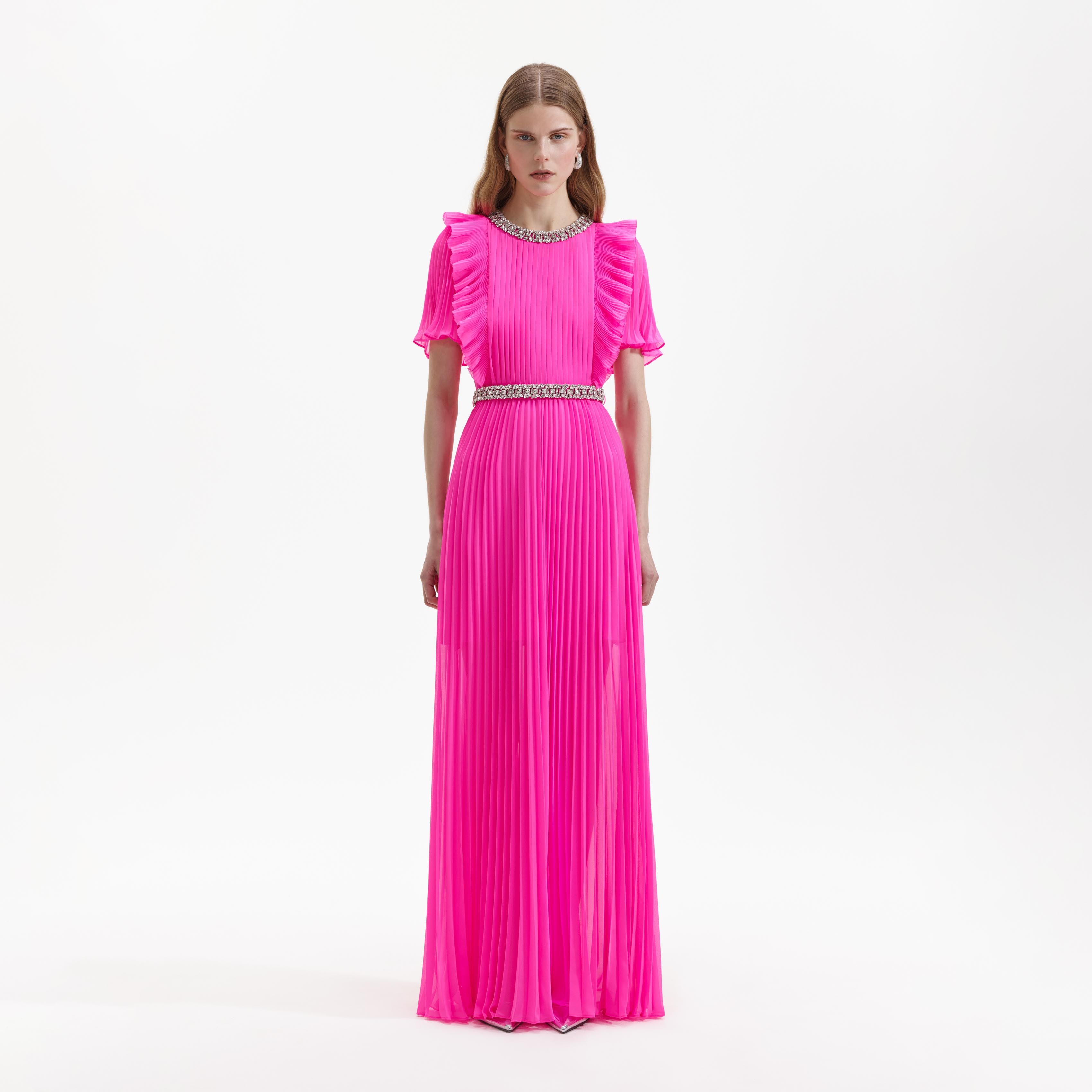 Self portrait chiffon maxi cheap dress