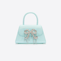 Blue Leather Mini Bow Bag