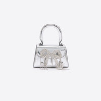 Silver Metallic Micro Embellished Bow Bag