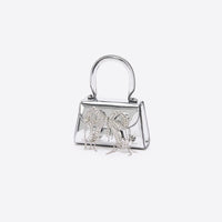 Silver Metallic Micro Embellished Bow Bag