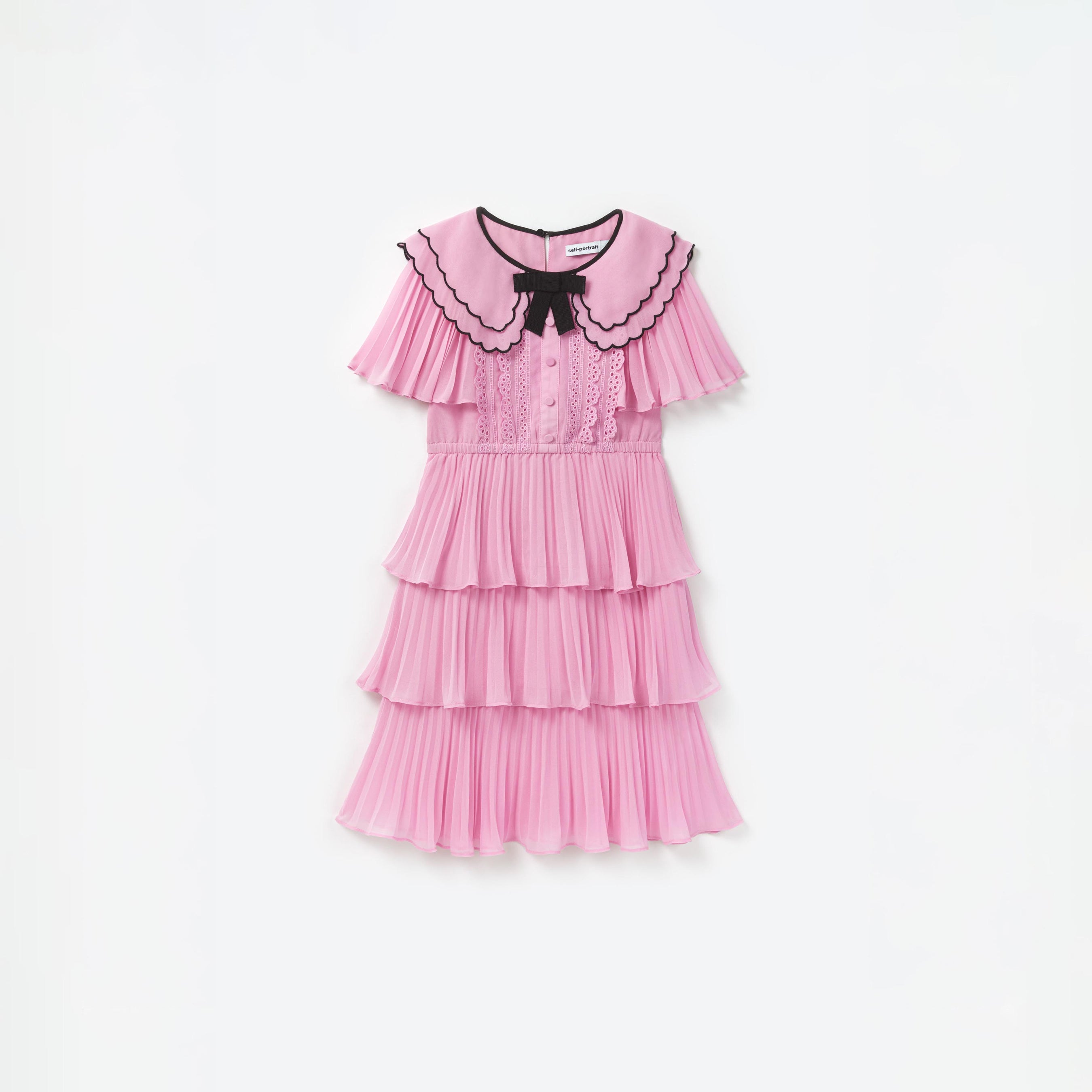 Pink Scallop Collar Chiffon Dress