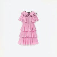 Pink Scallop Collar Chiffon Dress