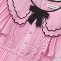 Pink Scallop Collar Chiffon Dress