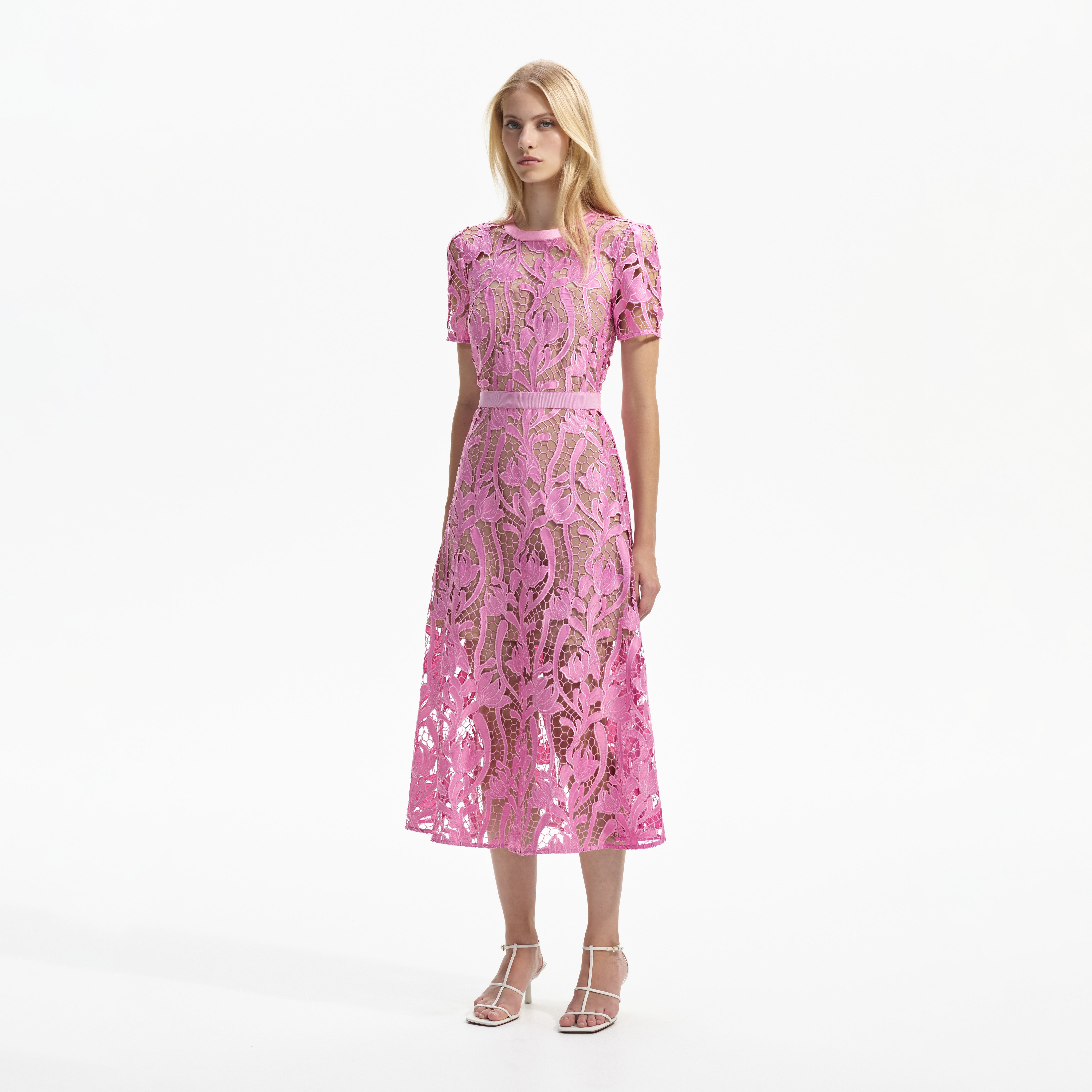 Pink Lace Midi Dress Self Portrait 1457