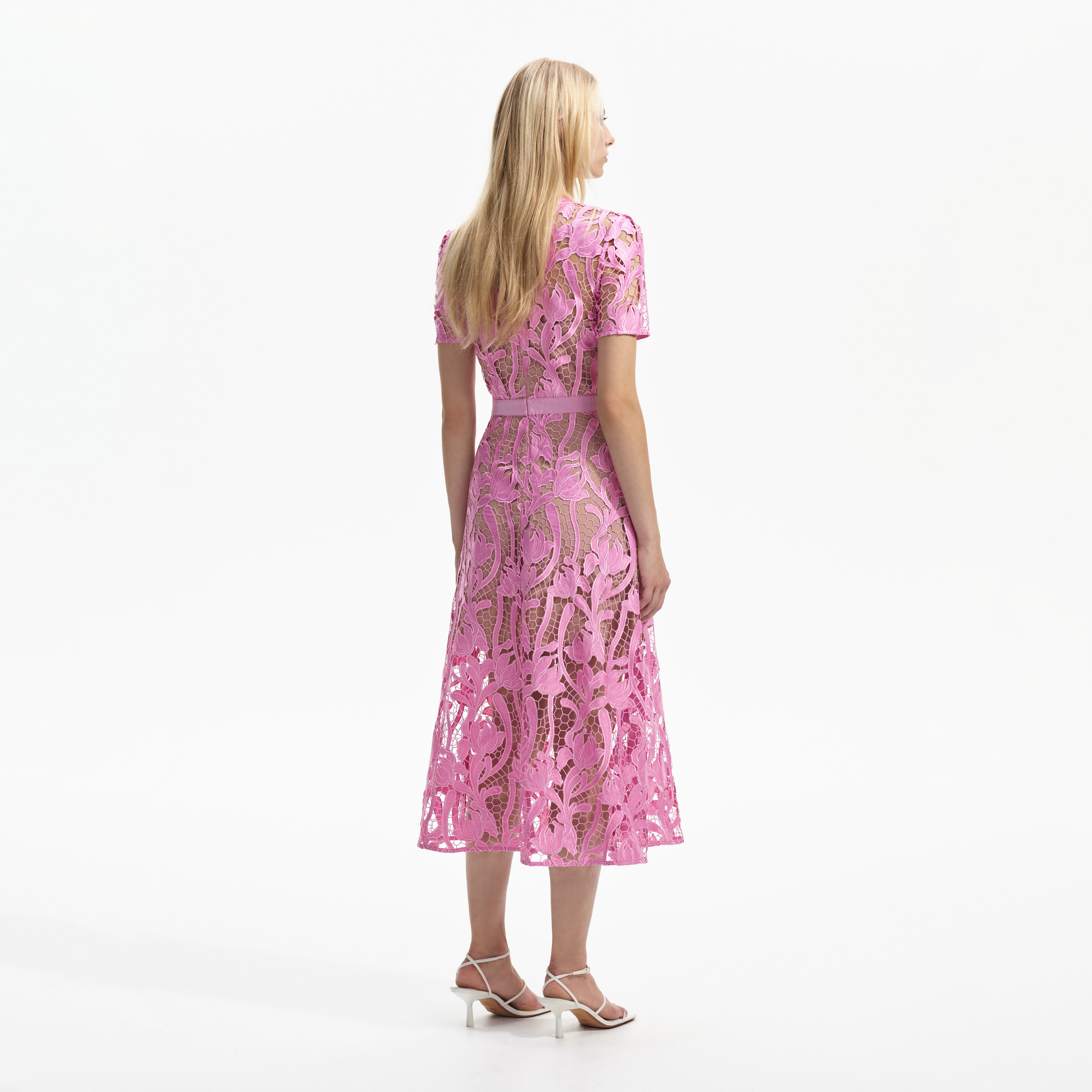 Pink Heavy Crepe Midi Dress – self-portrait