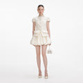 Cream Boucle Bow Detail Mini Dress