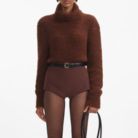 Brown Fluffy Knit Jumper