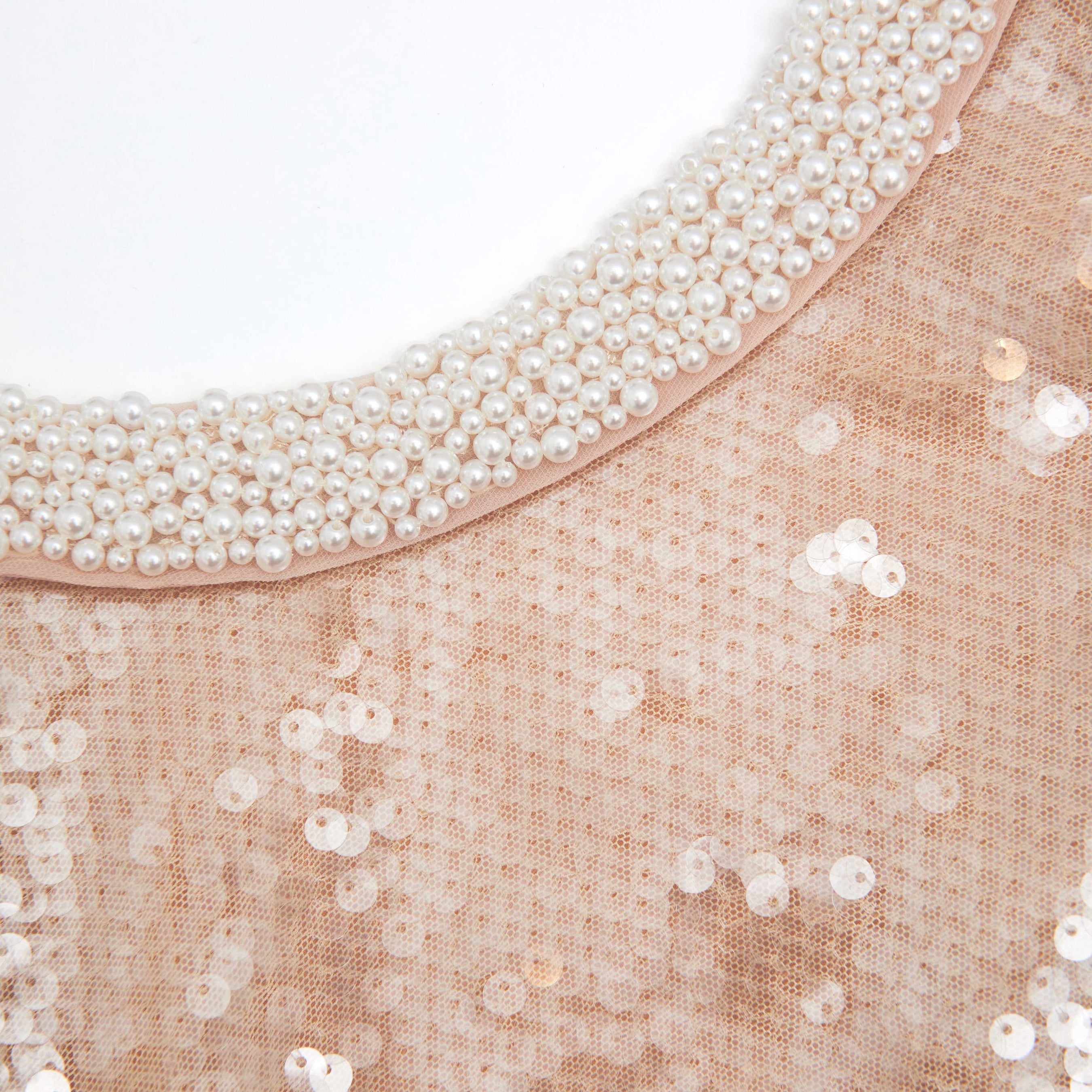 Pearl Trim Sequin Top