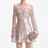 Sequin Off Shoulder Mini Dress