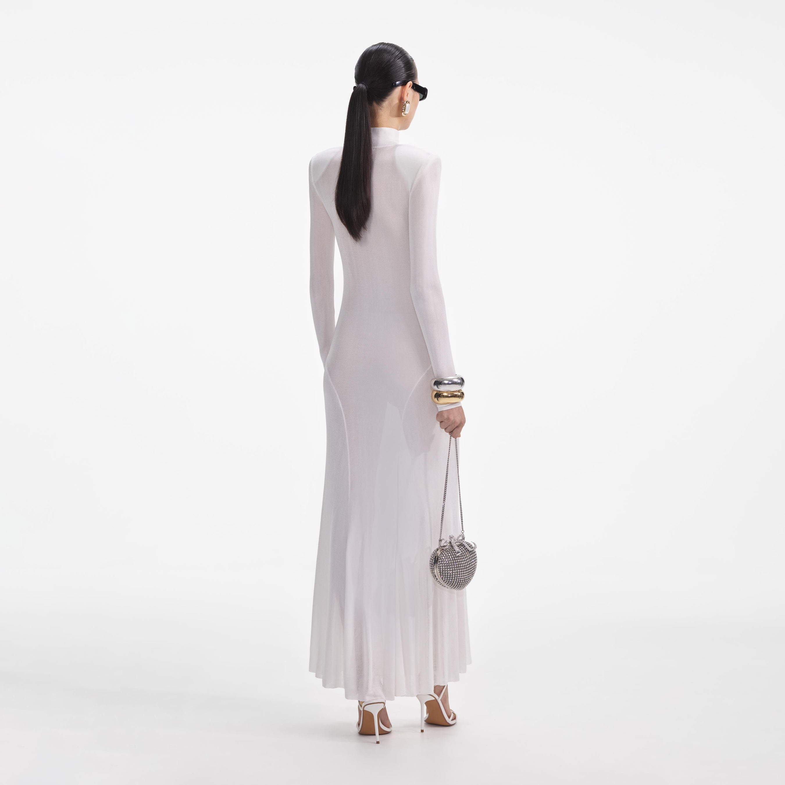 White Viscose Knit Maxi Dress