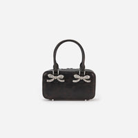 Black Distressed Leather Mini Tote Bag