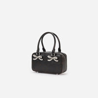 Black Distressed Leather Mini Tote Bag