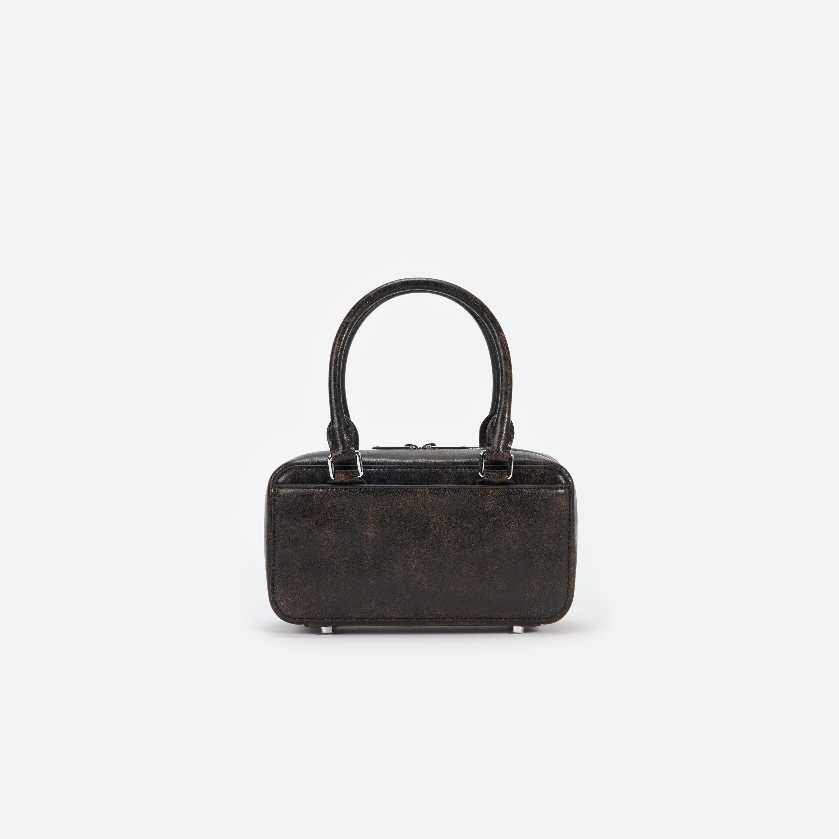 Black Distressed Leather Mini Tote Bag