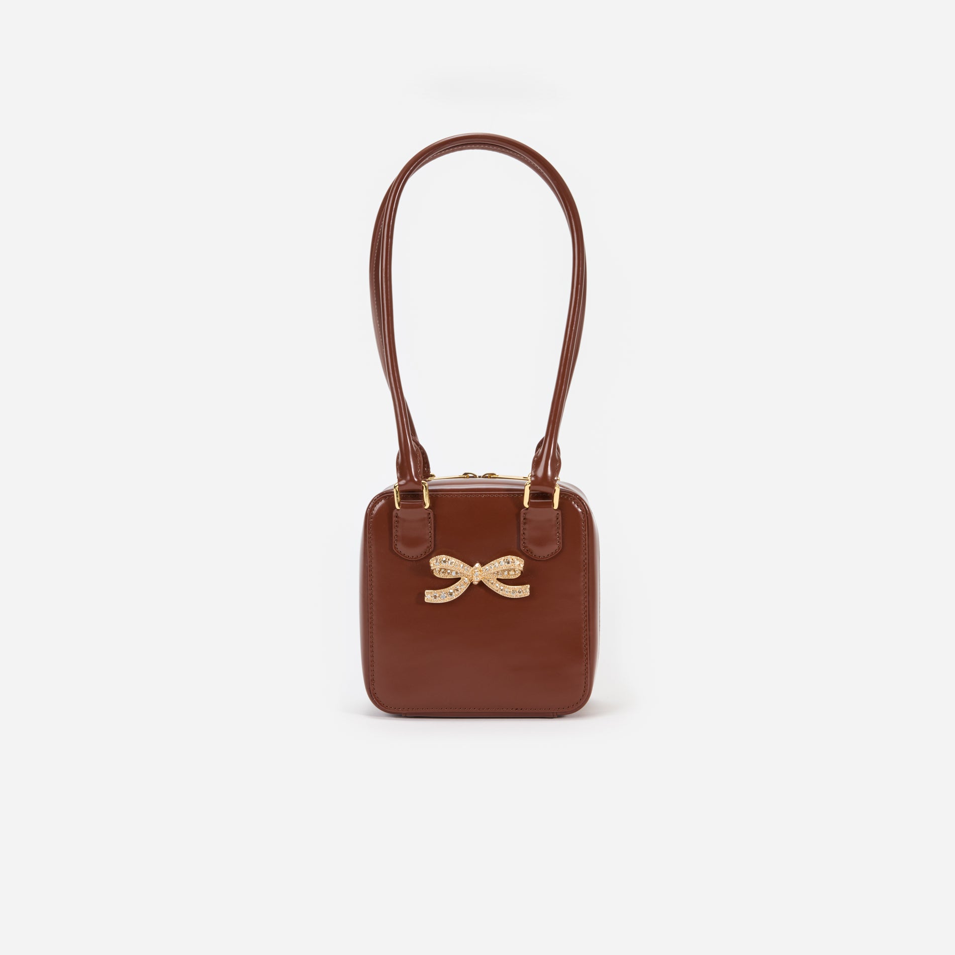 Brown Leather Square Shoulder Bag