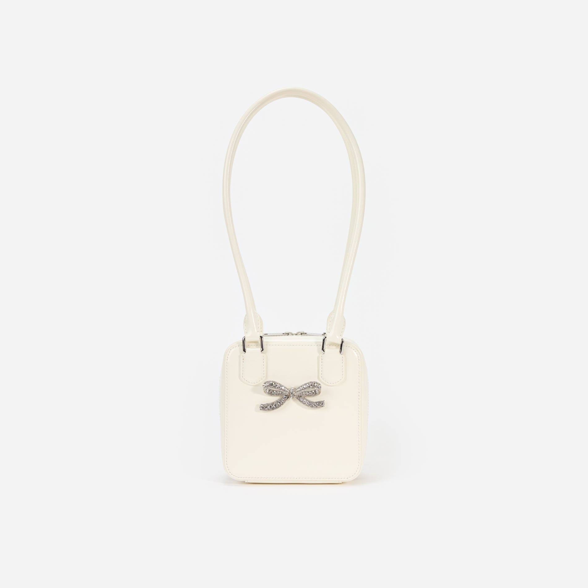 Cream Leather Square Shoulder Bag