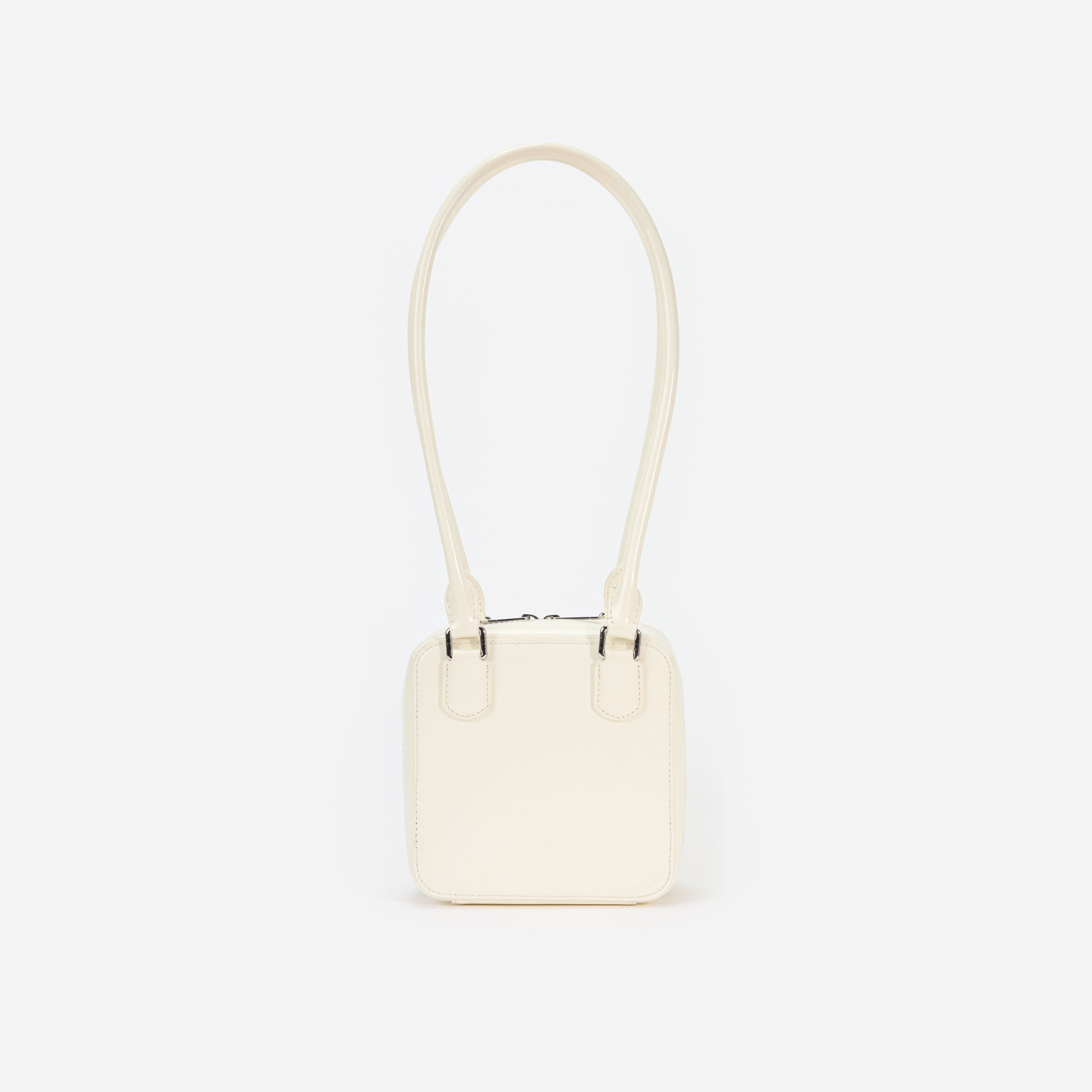 Cream Leather Square Shoulder Bag