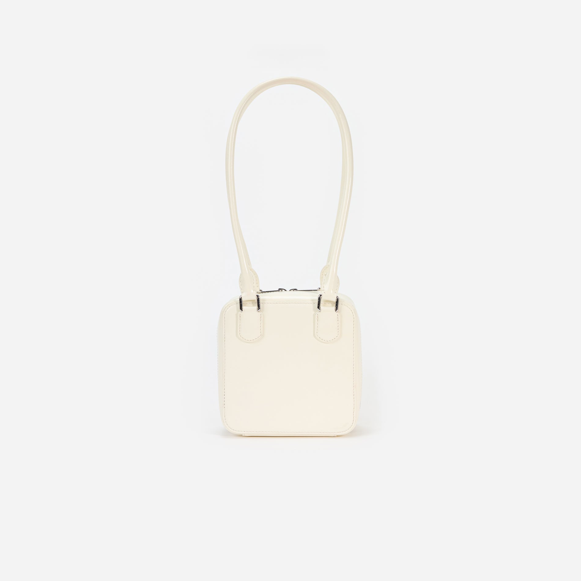 Cream Leather Square Shoulder Bag
