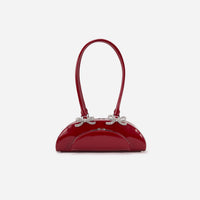 Burgundy Leather Curved Shoulder Bag