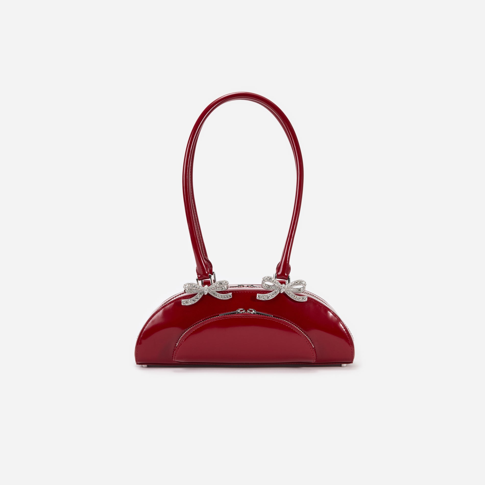 Burgundy Leather Curved Shoulder Bag