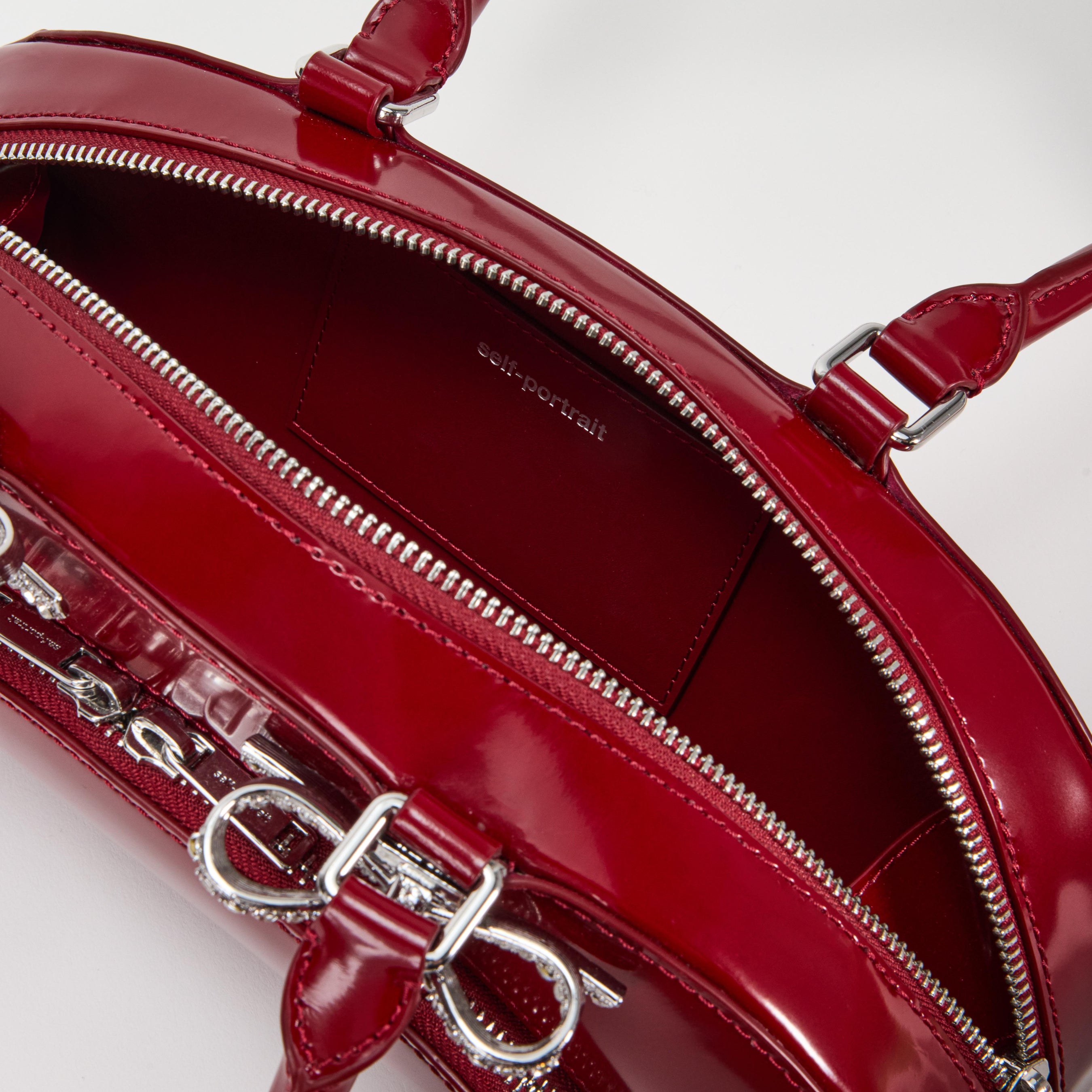 Burgundy Leather Curved Shoulder Bag