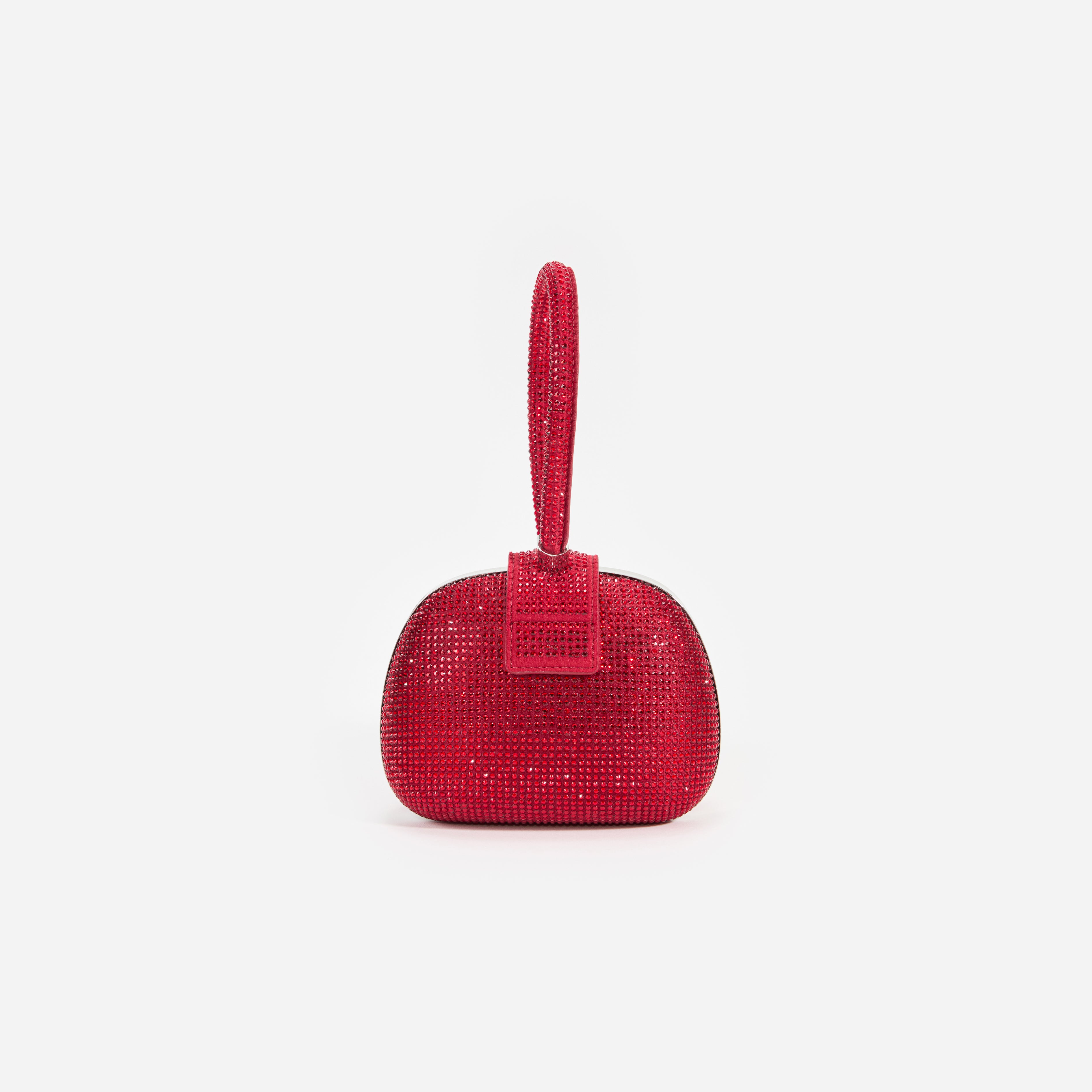 Burgundy Rhinestone Top Handle Clutch Bag