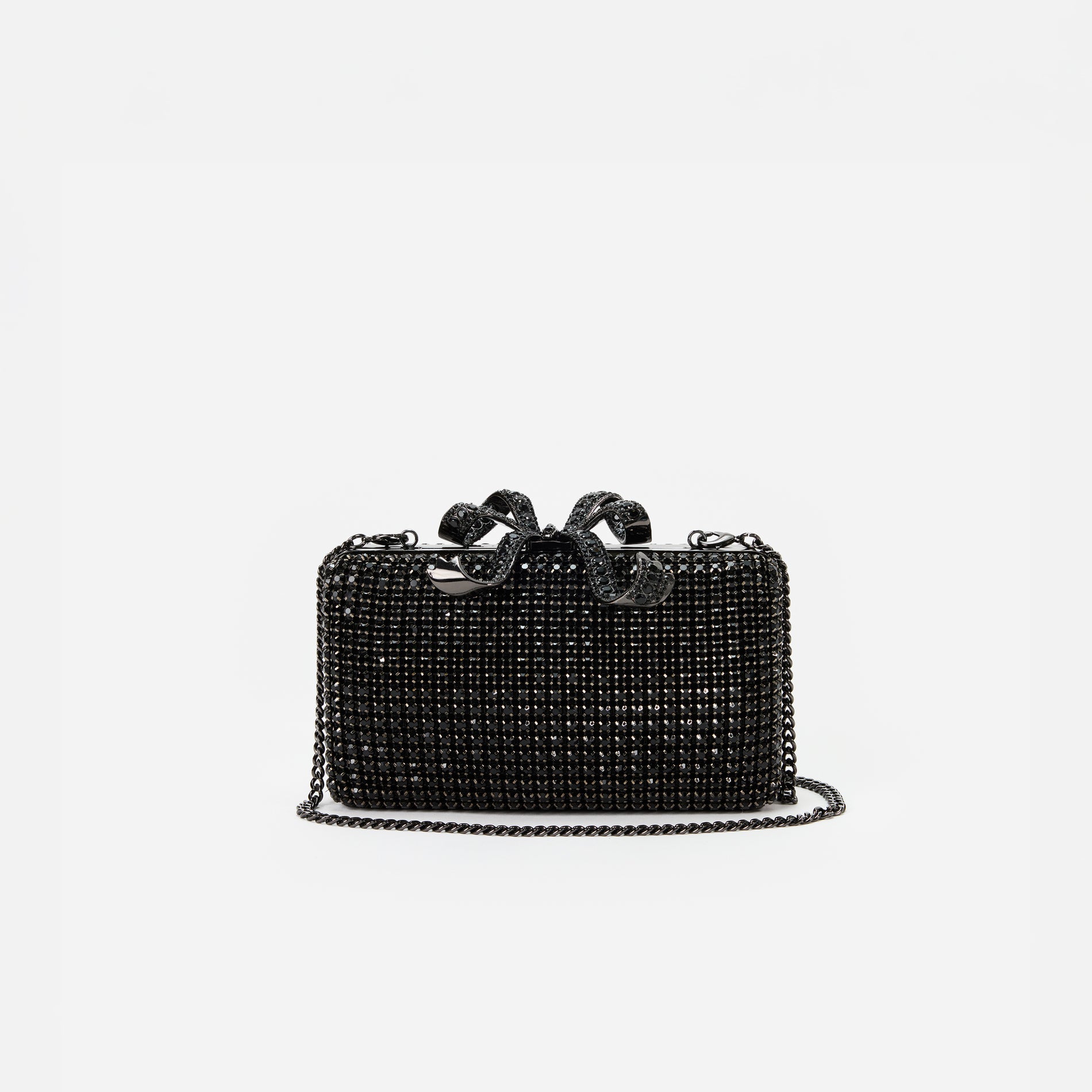 Black Crystal Box Clutch