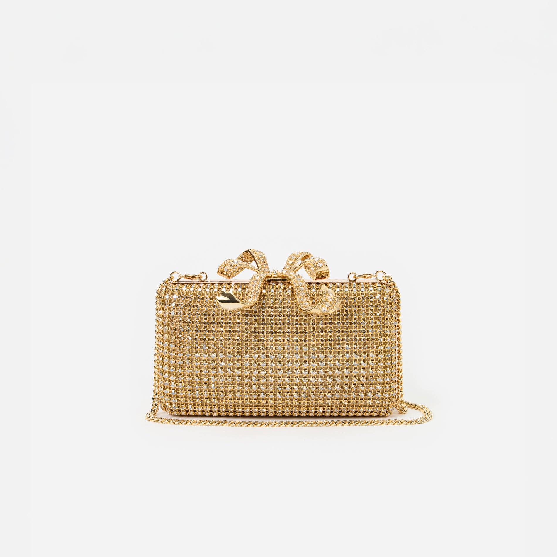 Gold Crystal Box Clutch
