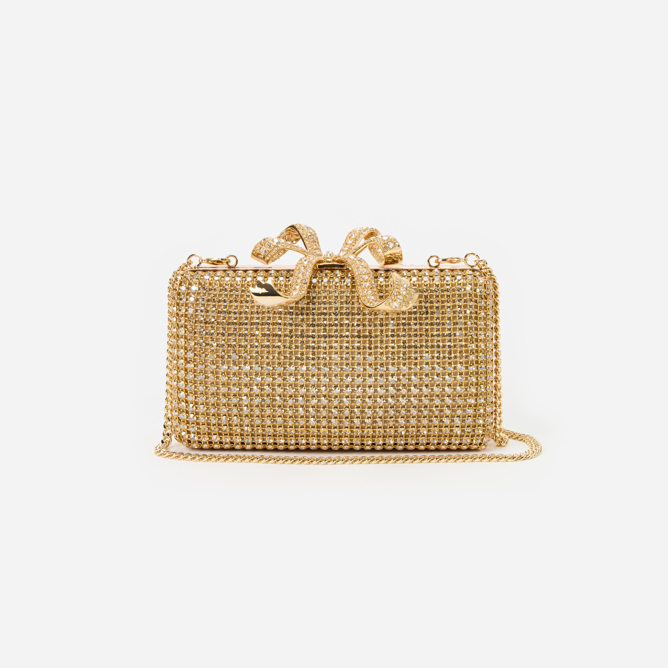 Gold Crystal Box Clutch