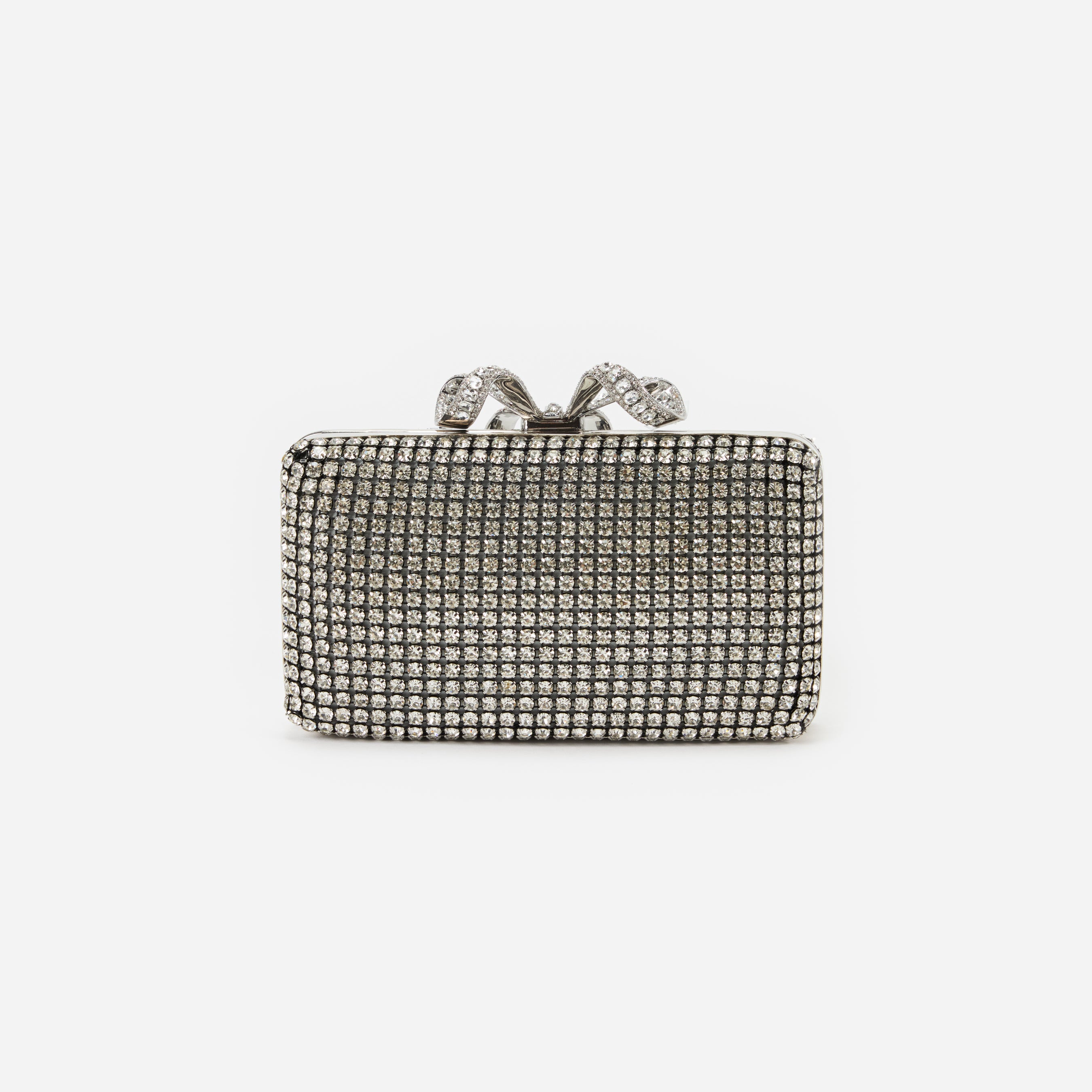 Silver Crystal Box Clutch