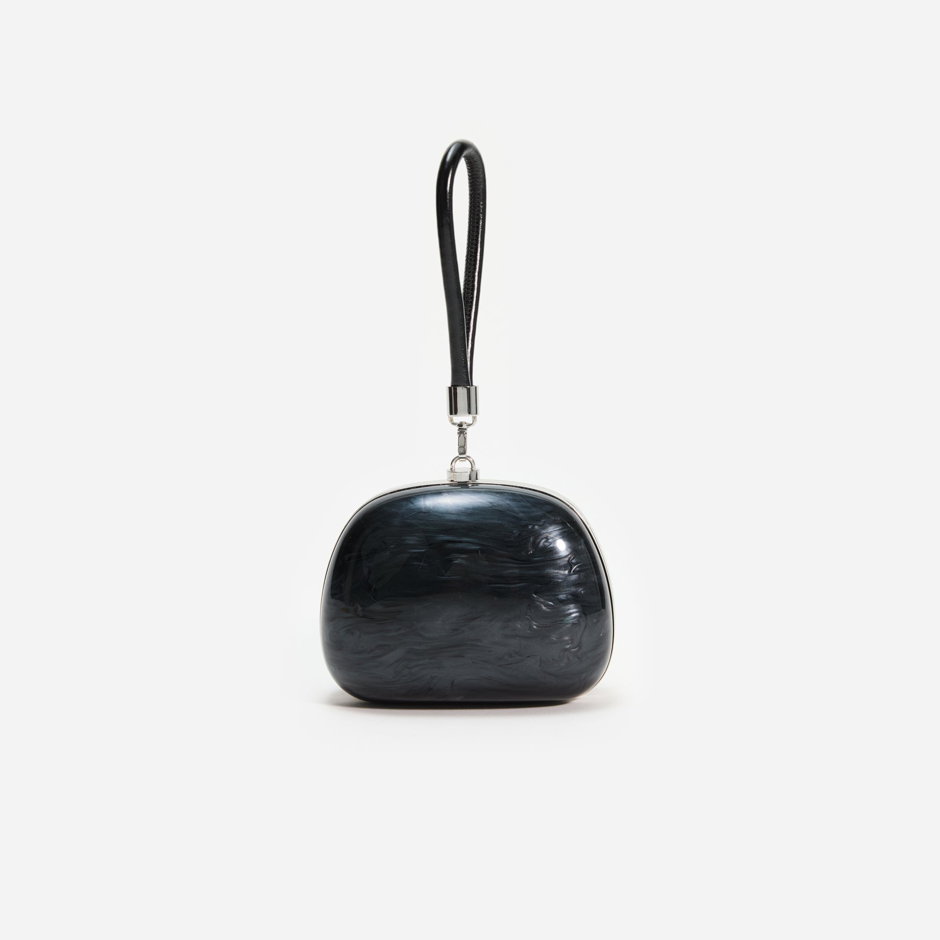 Black Pearl Top Handle Clutch Bag