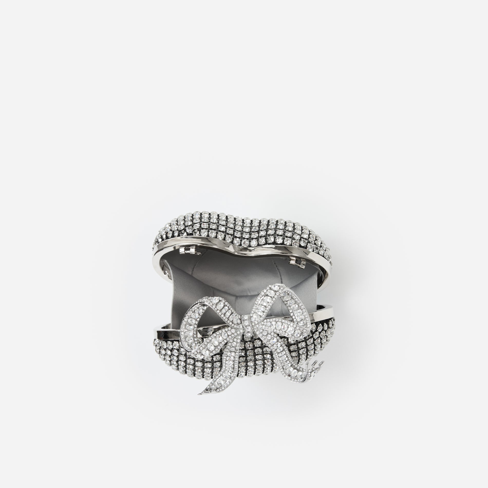 Silver Crystal Heart Clutch