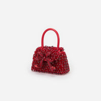 Red Embellished Micro Bow Bag