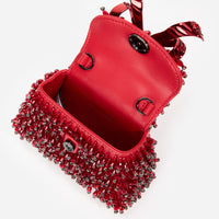 Red Embellished Micro Bow Bag