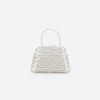 White Embellished Micro Bow Bag