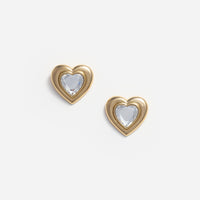 Gold Crystal Heart Earrings