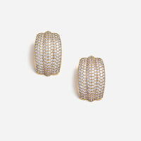 Gold Cystal Ridged Earrings