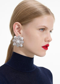 Large Silver Encrusted Earrings