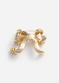 Gold Crystal Bow Brooch