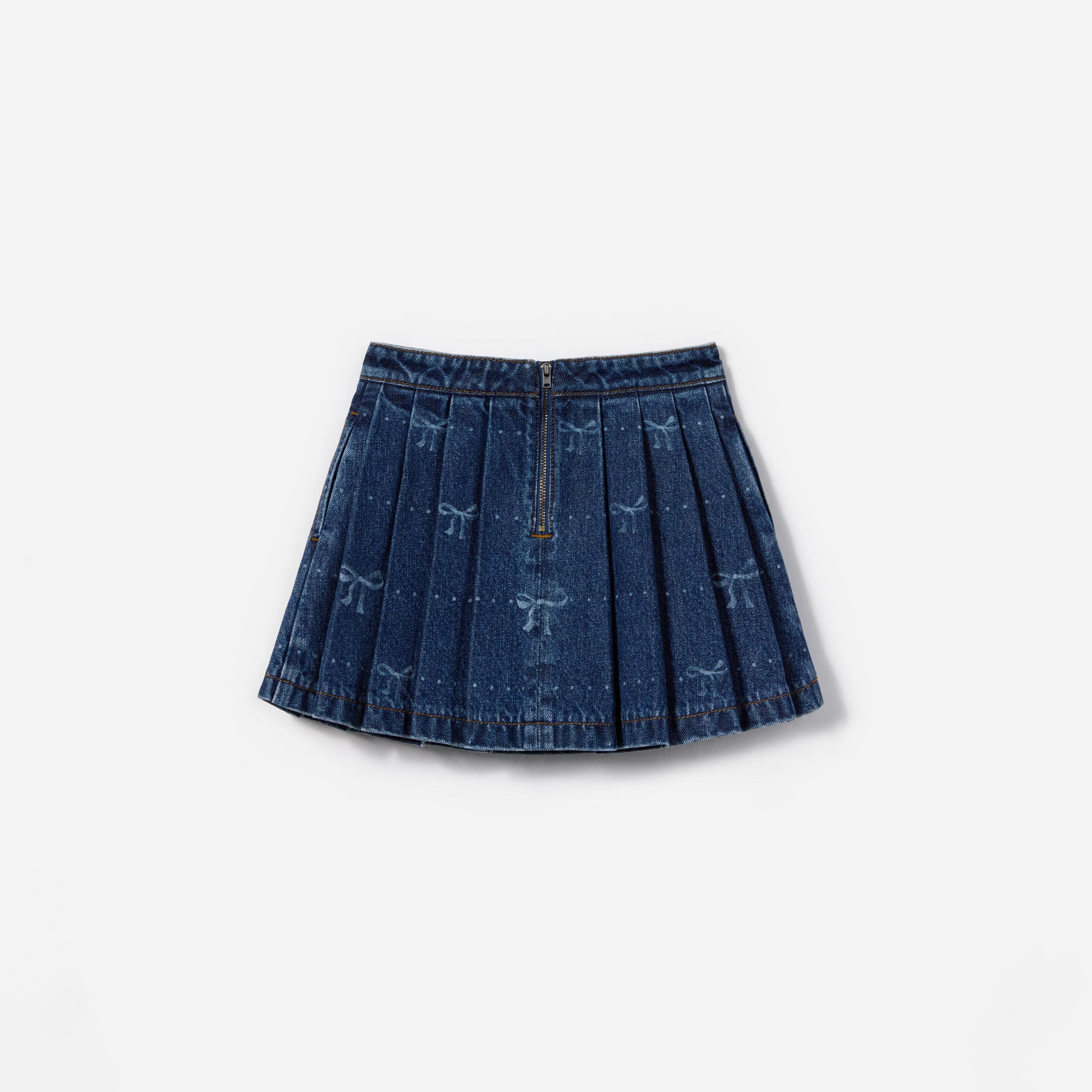 Denim Bow Print Skirt