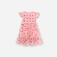 Pink Mesh Heart Sequin Dress