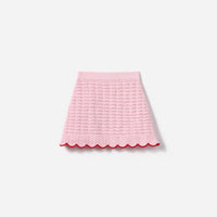 Pink Textured Knit Heart Detail Skirt