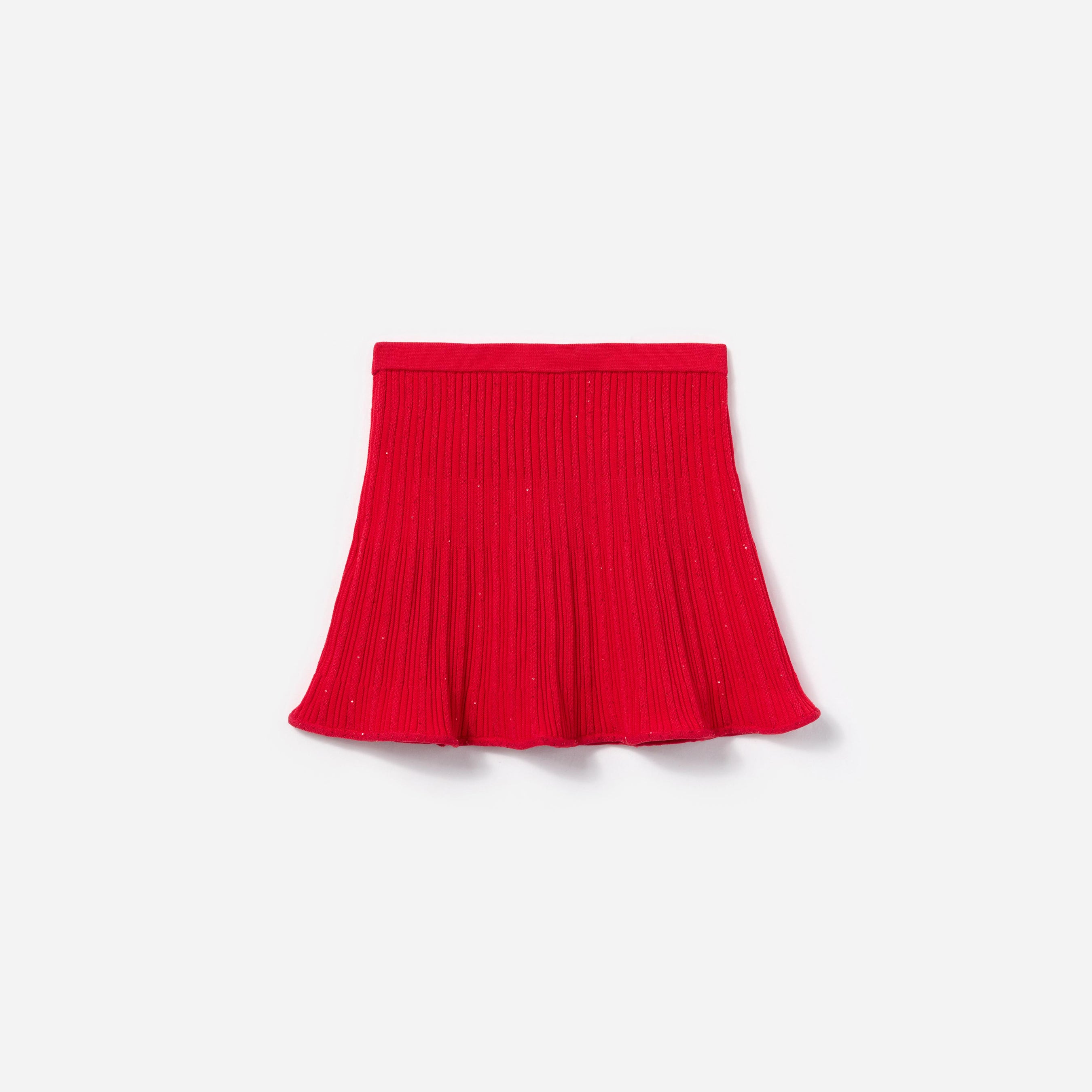 Red Ribbed Knit Skirt