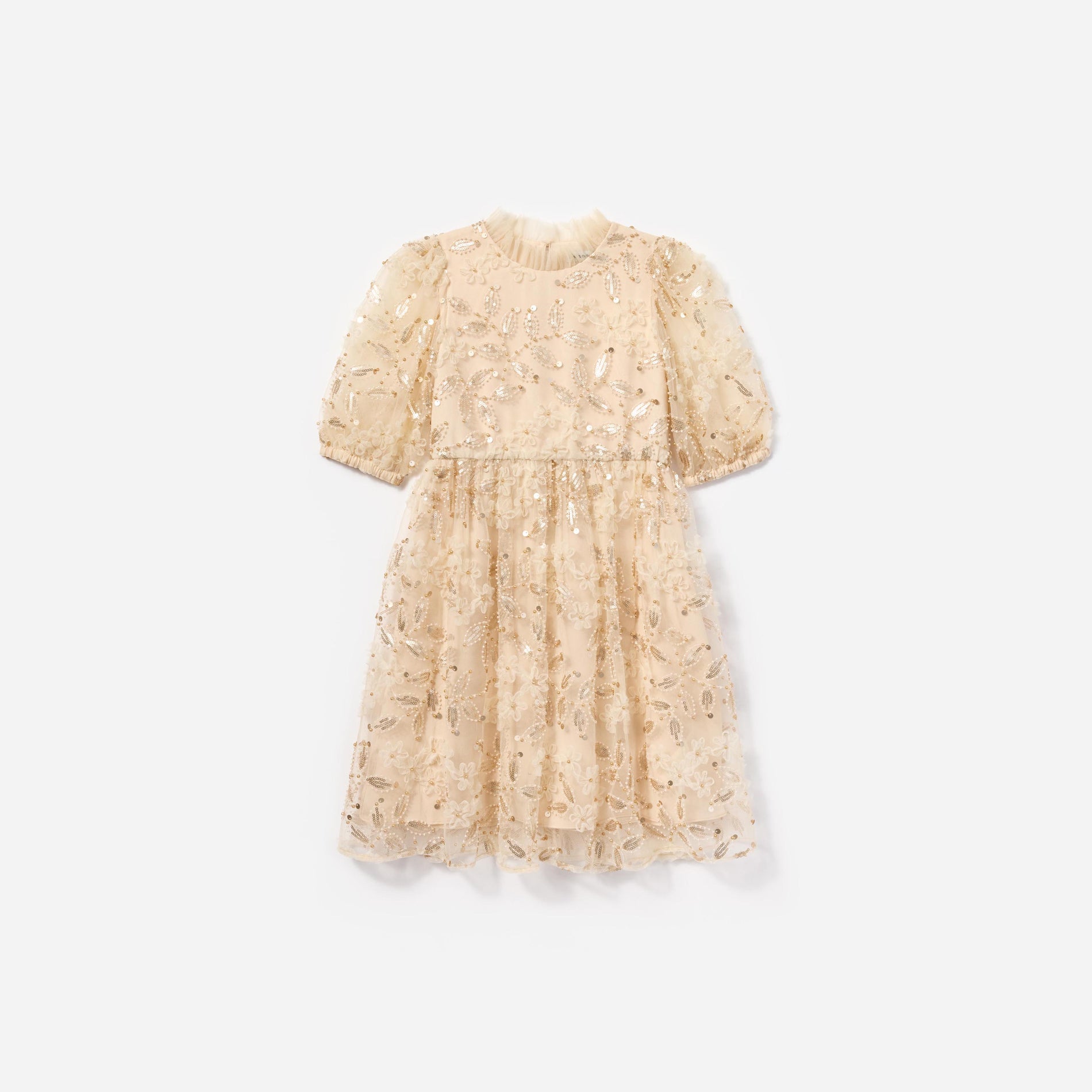 Cream Sequin Tulle Dress