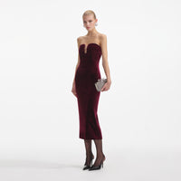 Bordeaux Velvet Midi Dress